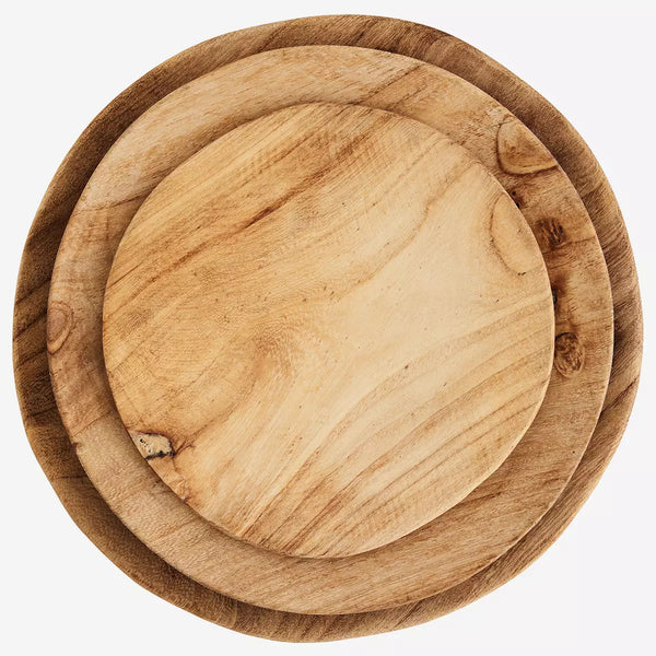 set of 3 wooden plates
