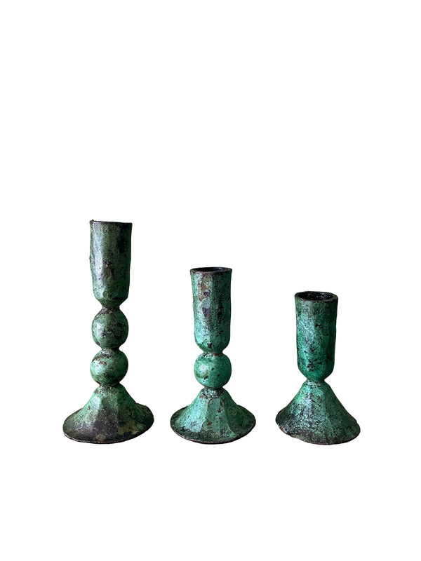 verdigris candle holders