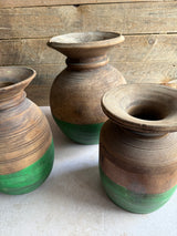 Vintage wooden pot, green