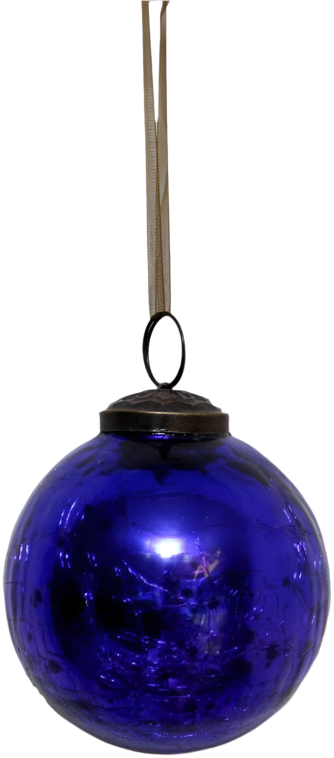 cobalt blue glass crackle bauble