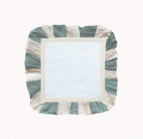 sea green wide stripe ruffle napkins, set of 2, amuse la bouche