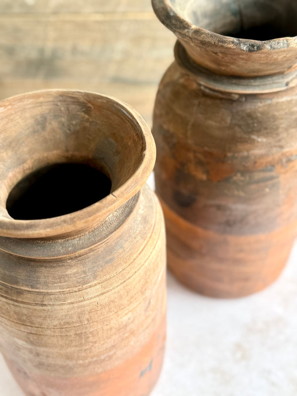 Vintage wooden milk pot, apricot