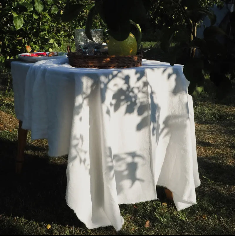 linen tablecloth with fringe