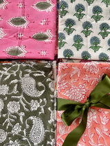 set of 6 assorted block print napkins