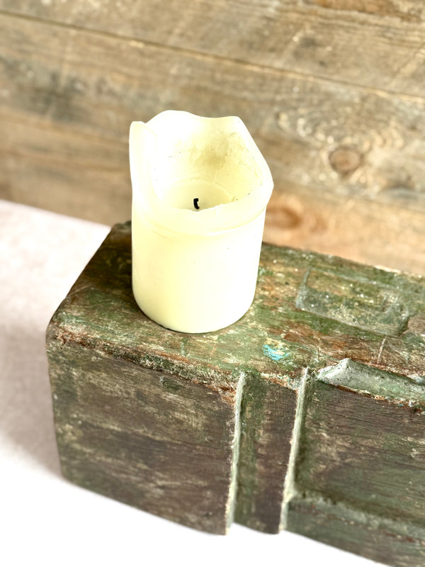 Repurposed reclaimed wood candle holder