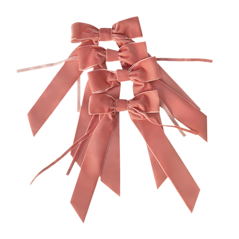 set of 4 velvet napkin bows, rose