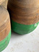 Vintage wooden pot, green