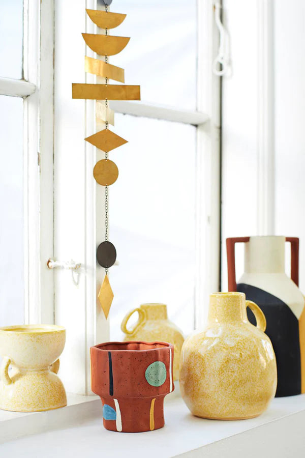 ceramic bud vase with handle, lemon