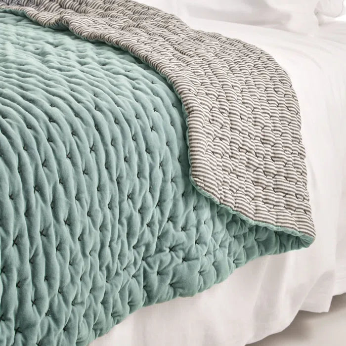 velvet bedspread, sea green