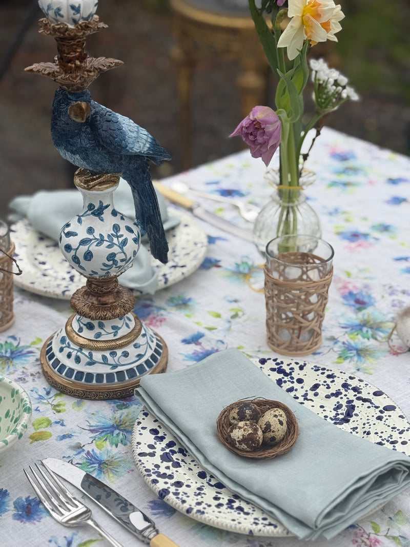 chinoiserie parrot candleholder, pair