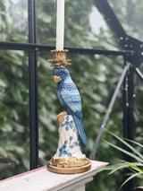 blue parrot candle holder