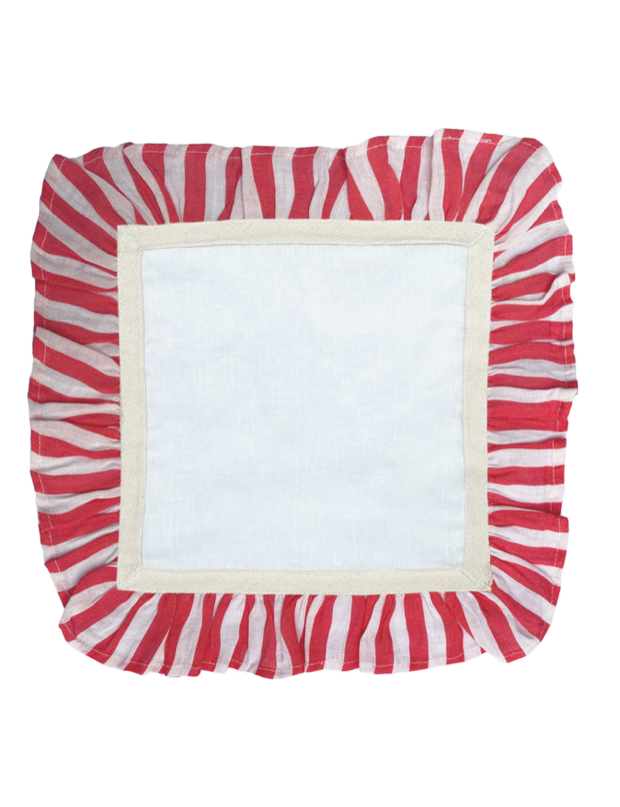 cherry red stripe napkins, set of 2, amuse la bouche