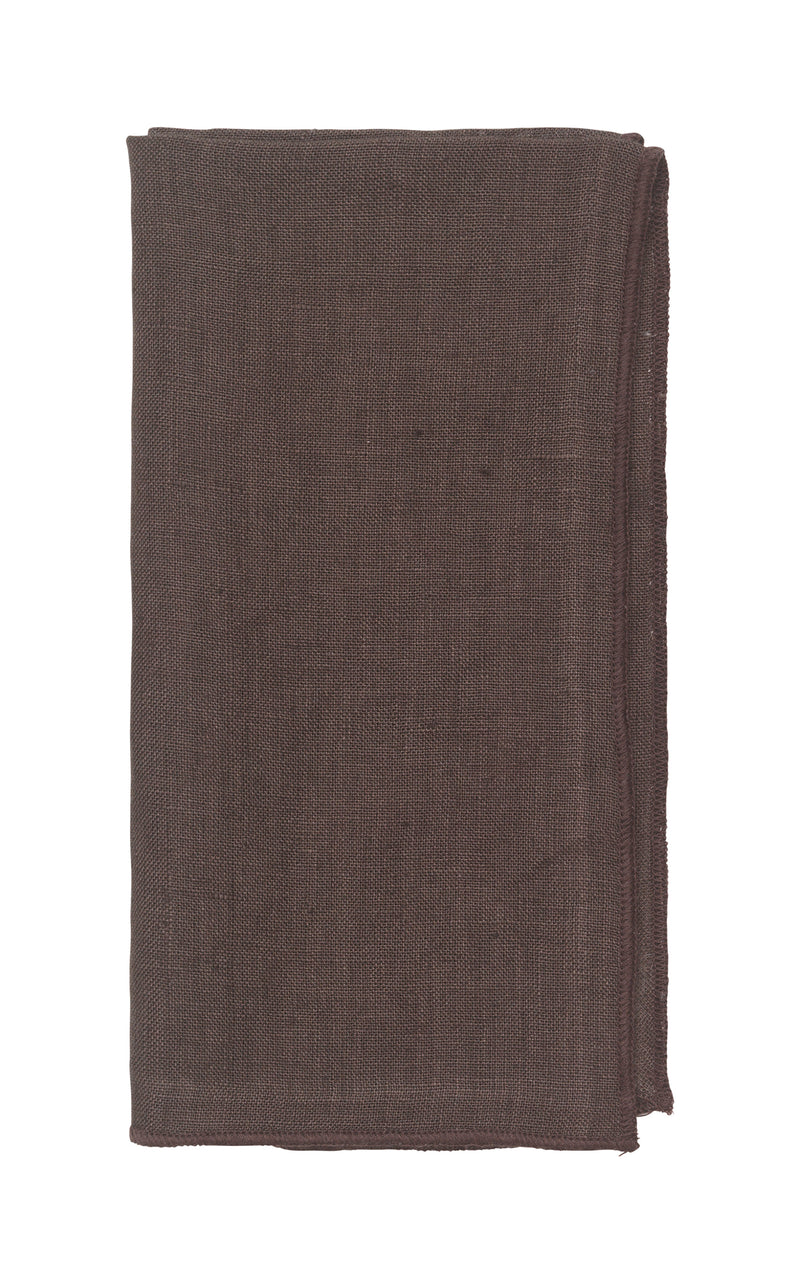 chocolate brown linen napkins, set of 2