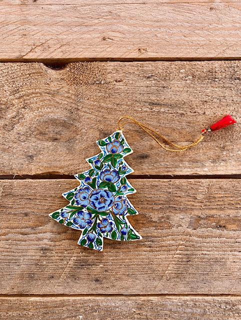 Hand-painted papier-mache christmas tree ornament