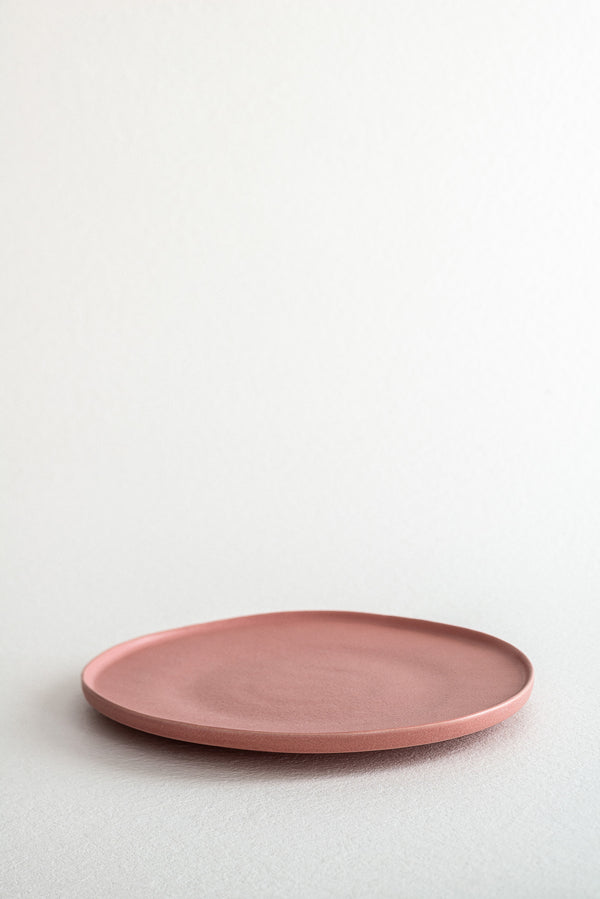 matte pink stoneware plate