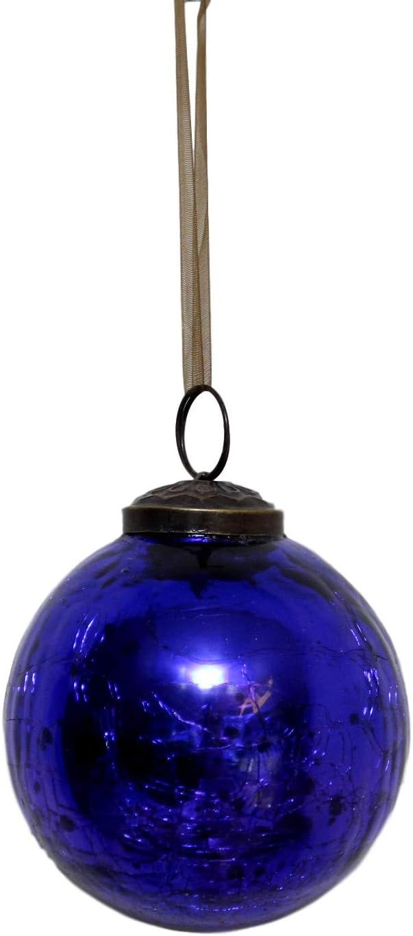 cobalt blue glass crackle bauble