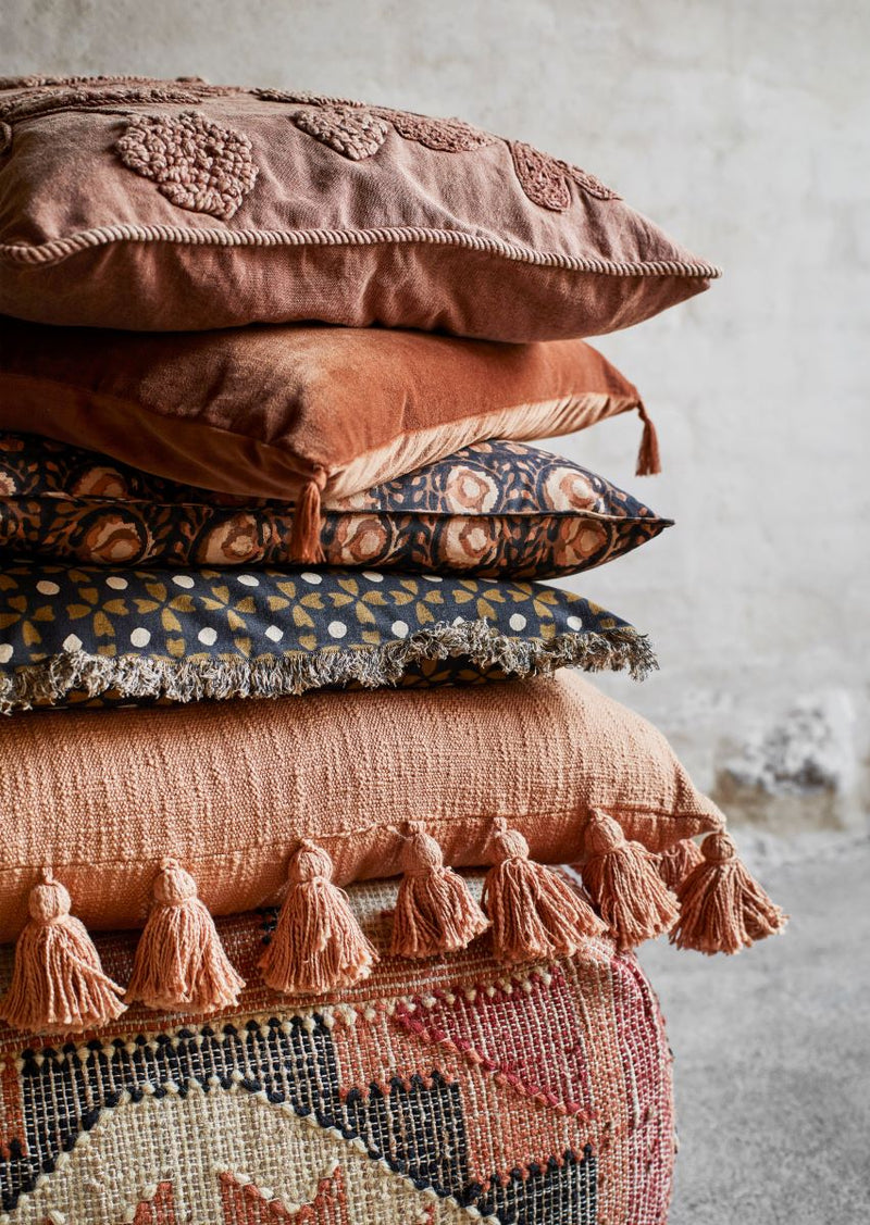 burnt orange velvet cushion