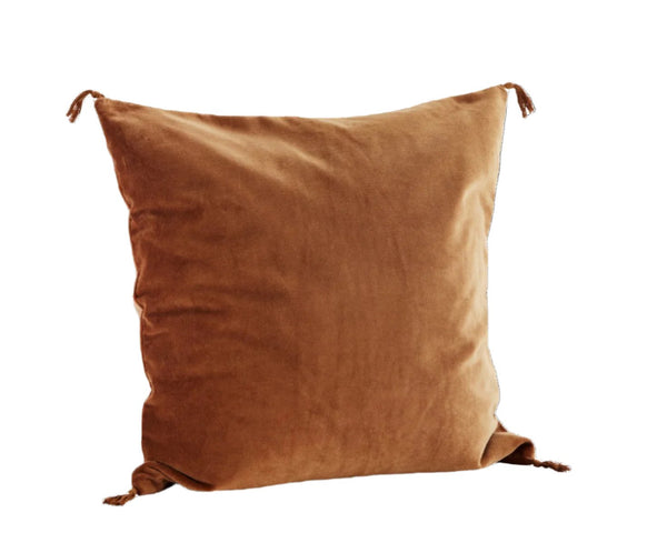 burnt orange velvet cushion