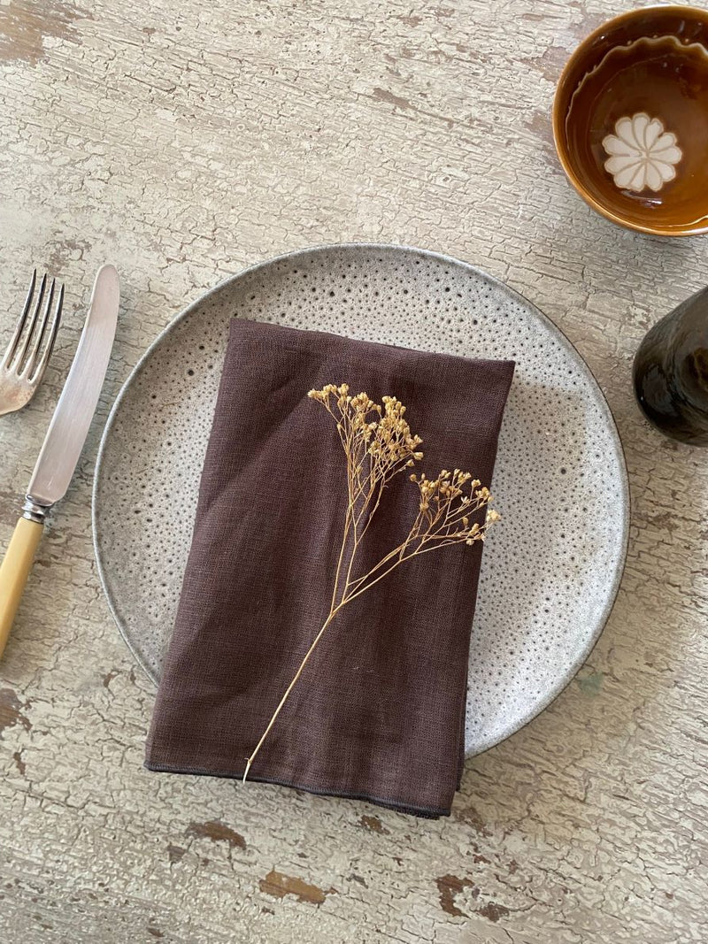 chocolate brown linen napkins, set of 2