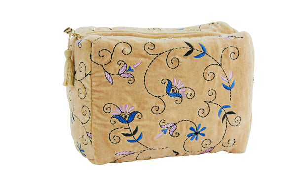 embroidered velvet washbag