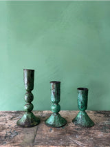 verdigris candle holders