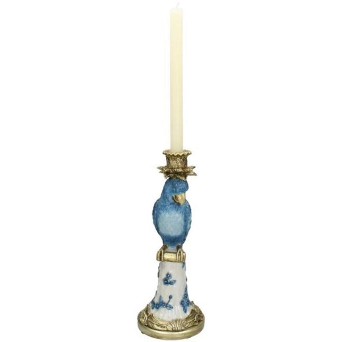 blue parrot candle holder