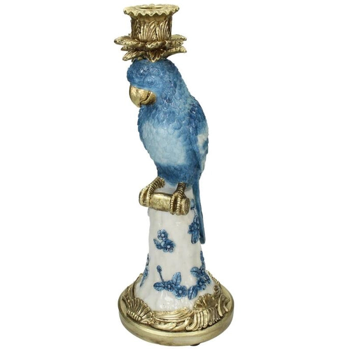 blue parrot candle holder