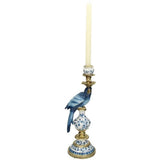 chinoiserie parrot candleholder, pair