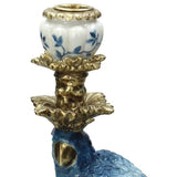 chinoiserie parrot candleholder, pair