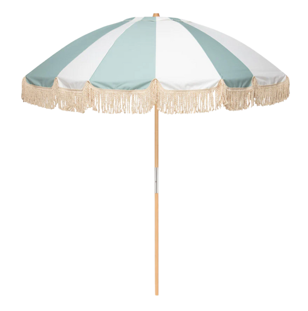 retro stripe parasol with fringe, pistachio