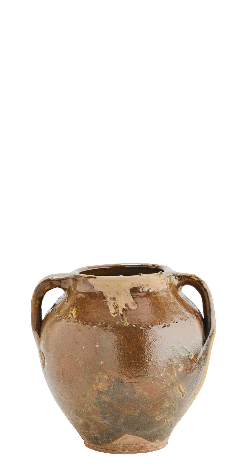 Vintage stoneware vessel with handles
