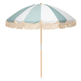 retro stripe parasol with fringe, pistachio