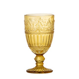 ochre embossed drinking glass with stem