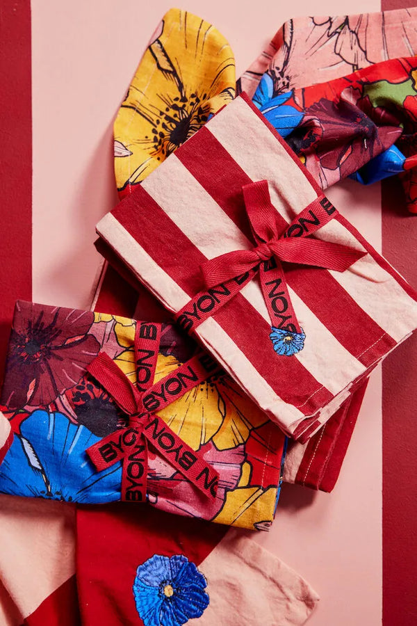 pink and red stripe napkins