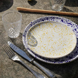 italian splatter dinner plate, blue