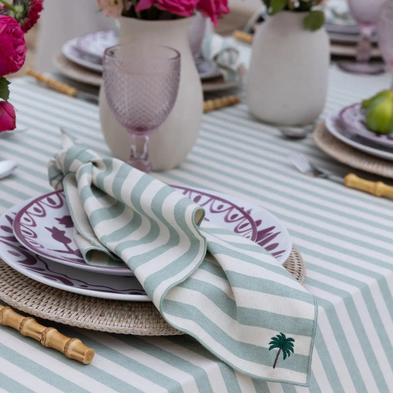 striped napkins with embroidery