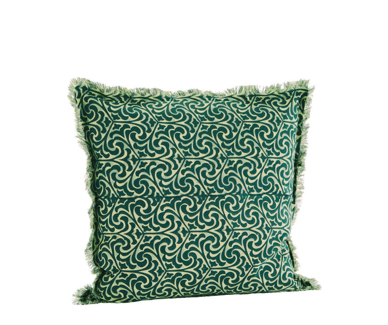 printed cotton cushion with fringes