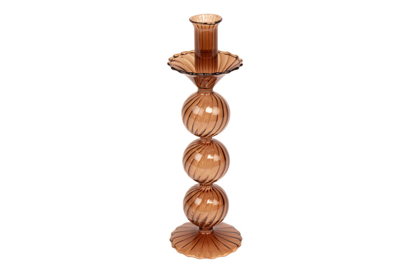 brown glass candle holder