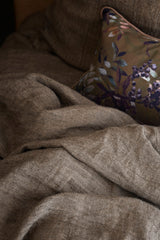rustic linen bedspread, earth