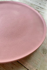 matte pink stoneware plate