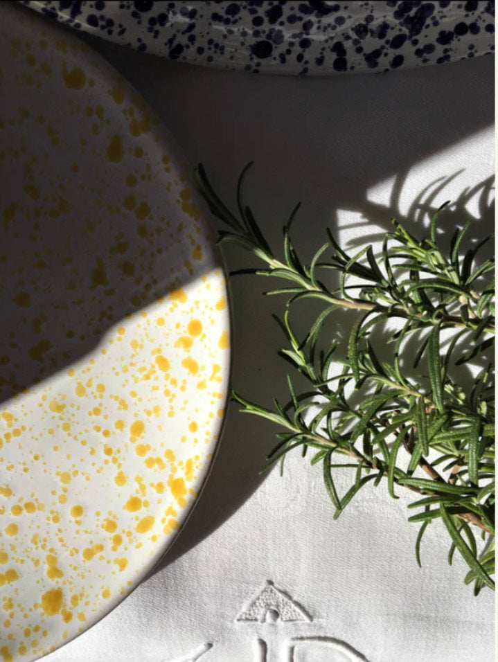 Italian ceramic splatter plate, lemon