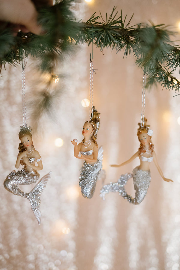 silver gilt mermaid hanging decoration