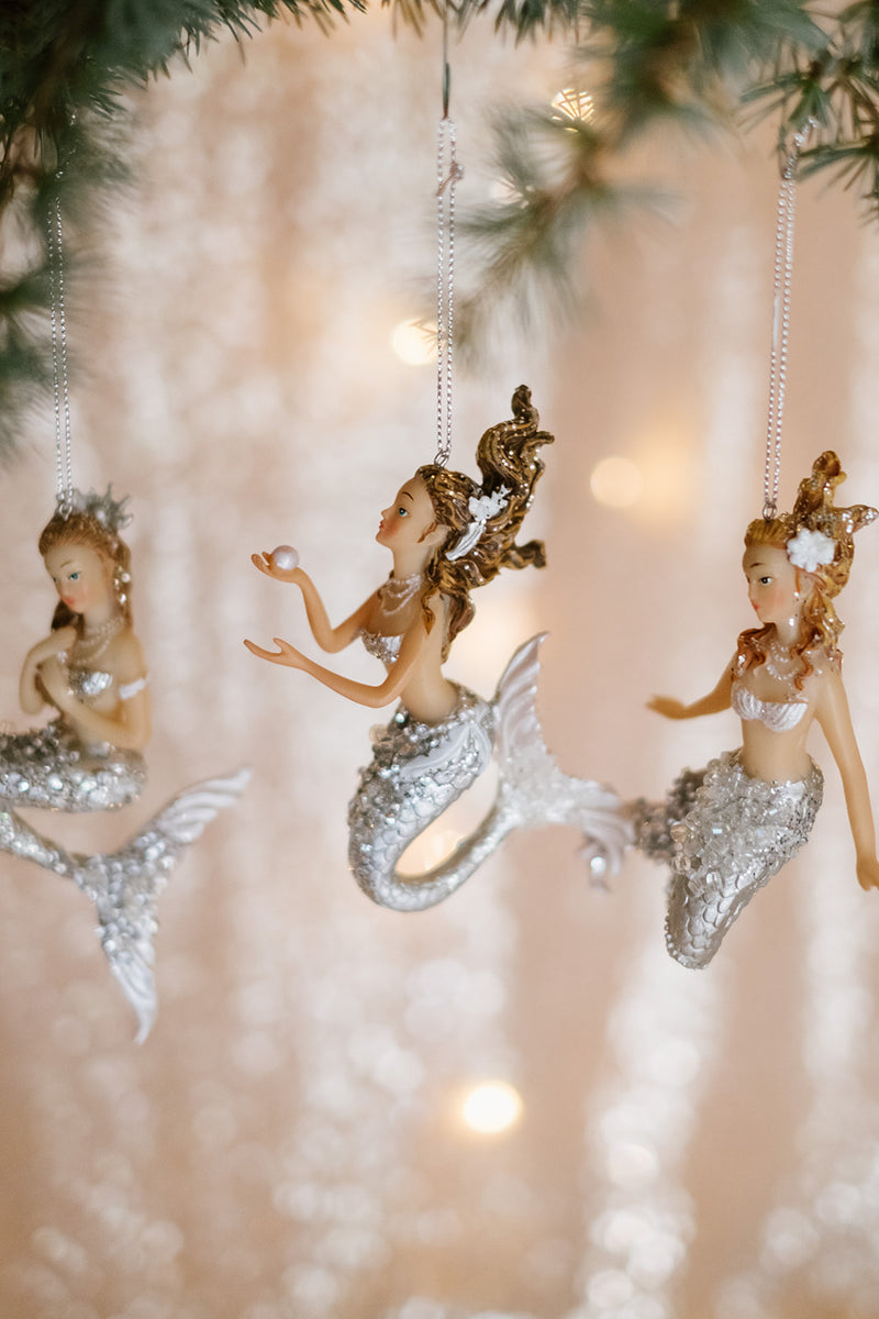 silver gilt mermaid hanging decoration