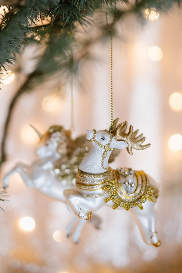 glass jewel unicorn/reindeer/alicorn ornament