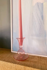 rose glass candle holder with tray