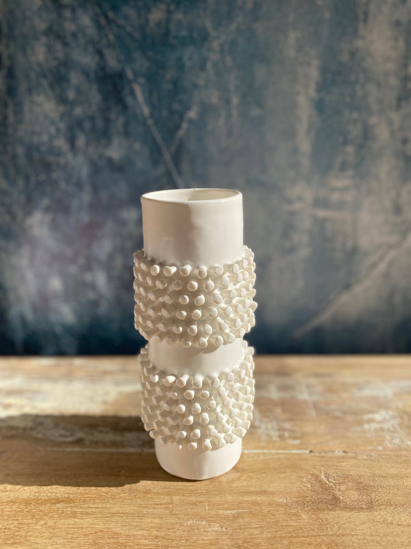 textured white vase