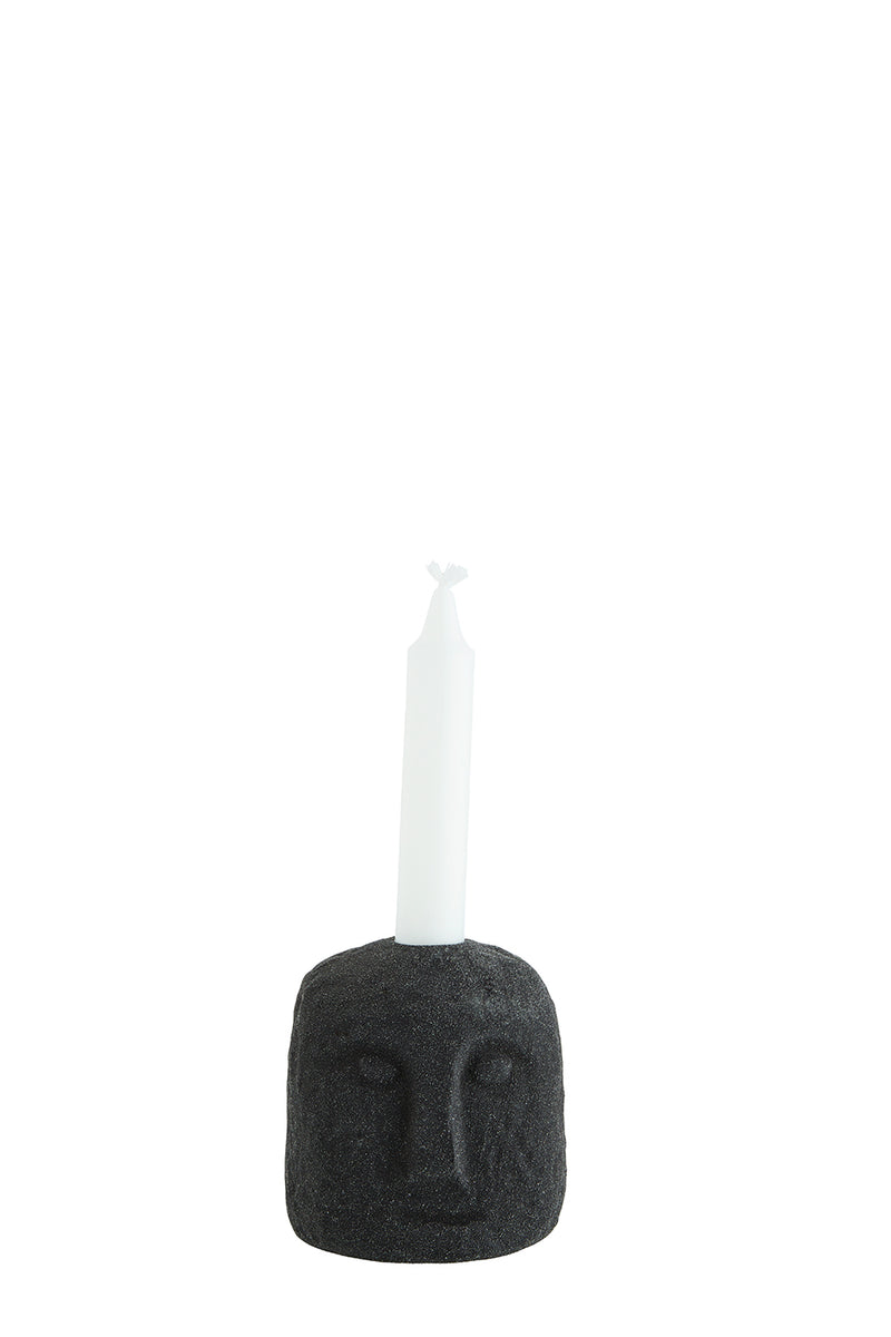 black stoneware candle holder