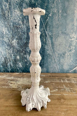 cast iron candle holder, white