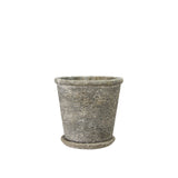 antique grey pot with saucer