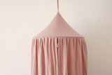cotton bed canopy, blush